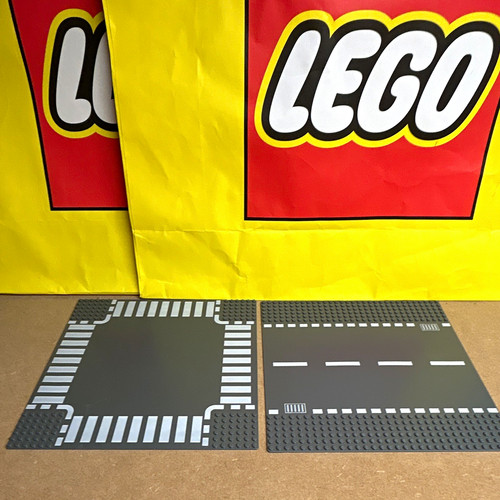 Lego printed grey road plates - printed,
