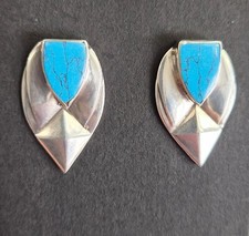 Vintage South Western Style Earrings Turquoise & 925 Sterling Silver