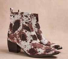 New cow print block heel