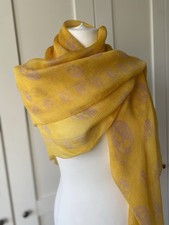 Alexander McQueen Large Yellow Diaphanous Skull Scarf 100% Silk