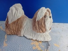 Sandicast Made in USA - Gold & White SHIH TZU Dog Ornament Figurine Decorative