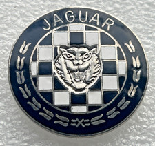 Jaguar Car Company - Vintage Large Chequered Flag Growler Enamel Badge - 3.5cm