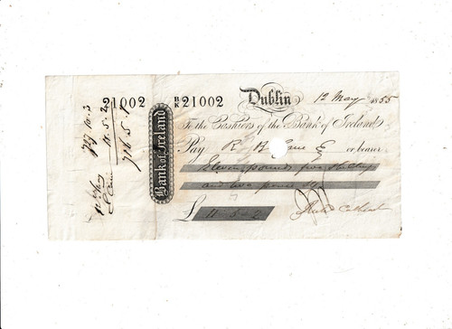 Bank ireland cheque - bank,