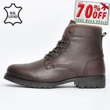 Oaktrak Bates Mens Leather Urban Ankle Fashion Military Boots Brown