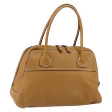 PRADA Hand Bag Leather Beige