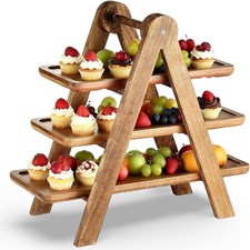 Tiered Cake Stand Wood, 3 Tier Stands Wooden Cupcake Dessert Display... 