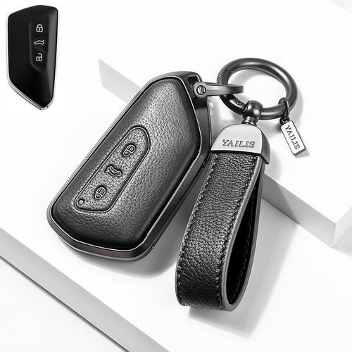 Metal leather key cover case - metal,