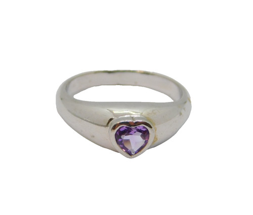 Sterling silver amethyst heart - silver,