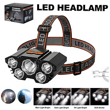 Waterproof Headlamp Rechargeable LED Headlight Head Torch USB Line Lamp in uk