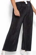 Ex Yours Black Slinky Plisse Wide Leg Trouser Sizes 16 18 20 22/24 26/28 30/32