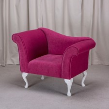 37" Chaise Chair Occasional Seat Pimlico Fuchsia Fabric and Queen Anne Legs 