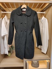 BOUTIQUE JAEGER CHARCOAL XSMALL OVERCOAT JACKET DOLLY DOUBLE BREASTED WOMENS XS