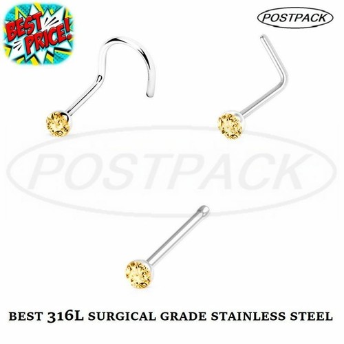 Silver nose stud straight - stud, l