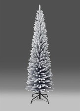 Artificial Christmas Tree Shatchi Slim Snow Flocked Frosted Pencil Tree, 180cm