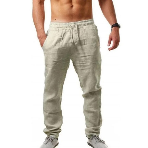 Mens cotton linen trousers - linen,