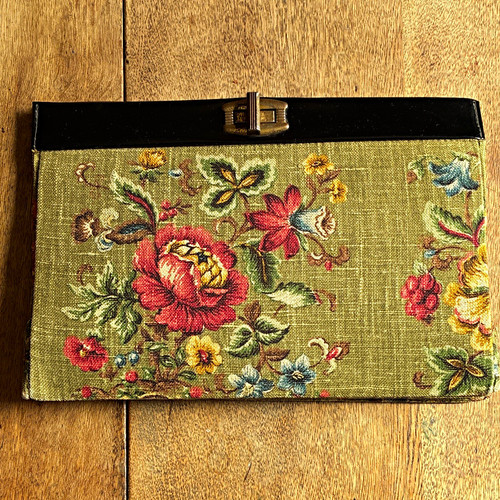 Vintage floral tapestry clutch - vintage,