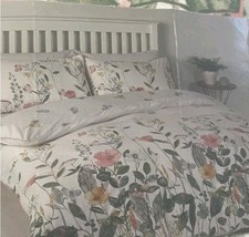 Double duvet set white floral pink yellow Sainsbury's Estuary pretty UK wildlife