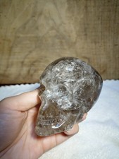 340g Smokey Quartz Skull crystal Minerals Carving High Quality Gem Rainbow 
