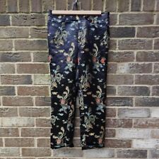 Black Satin Chinese Dragon Embroidered Trousers