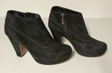 Clarks Black Suede Ankle Boots UK 3.5 E, Cushion Soft Wide Fit, 3.5" Heel