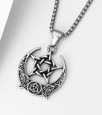 PENTAGRAM MOON PRETTY QUALITY WICCAN MAGIC NECKLACE PENDANT 