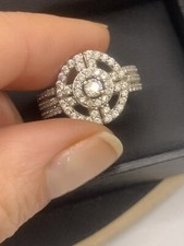 TOVA, Multi Cluster, Art Deco. Design Silver Cubic Zirconia Ring Size S