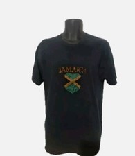 Black T Shirt Short Sleeved Diamante Bling Jamaica flag Jamaican New No Tags