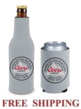 COORS LIGHT 1 BEER BOTTLE KOOZIE + 1 CAN HUGGEE COOLIE COOZIE COOLER SET NEW