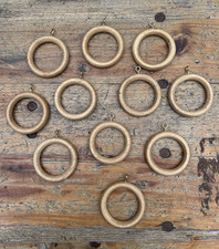 11x Wooden Curtain Rings w/ Brass Eyelets 6.5cm diameter (4.5cm inside)