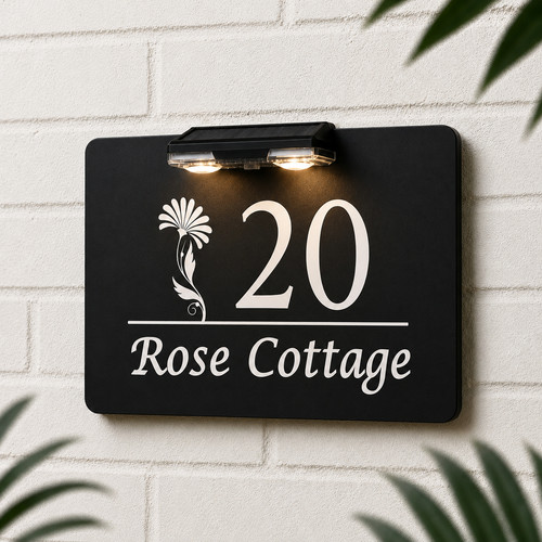 Solar led house number - solar, plaque