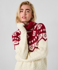 Joe Browns Womens Fairisle Design Roll Neck Jumper Ivory
