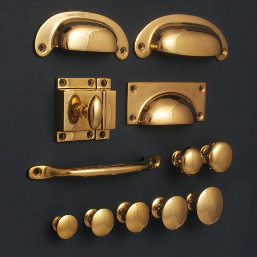 Solid brass cabinet knobs - brass,