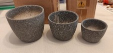 Set of 3 small grey ceramic