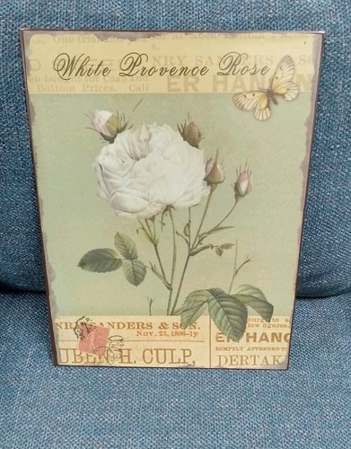 White provence rose metal sign - provence,