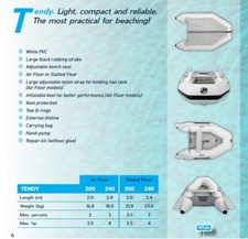Mercury Quicksilver Tendy 200 240 Slatt & Air Deck Dinghy Boat Tender Inflatable