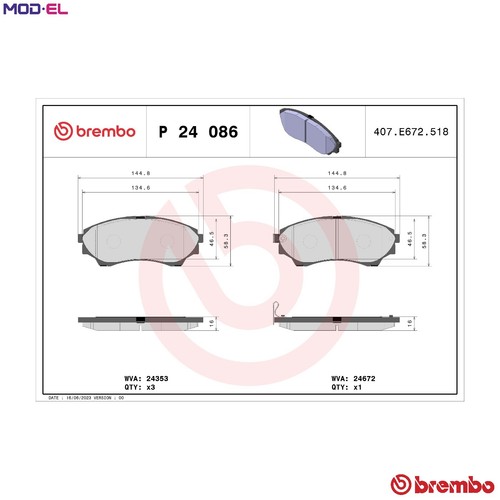 Brake pad set disc - brake, p