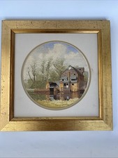Framed Completed Cross Stitch Picture WATERMILL John Clayton Collection Finished