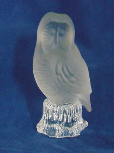 Glass crystal owl paperweight - crystal,