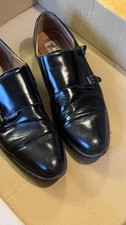 Men's Black Leather Double Monk Strap Shoes Size 11 