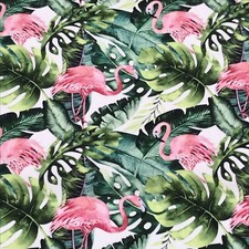 PINK FLAMINGO GREEN LEAVES