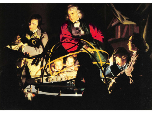 Philosopher lecturing orrery - lecturing,,