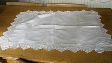 ANTIQUE IRISH LINEN DECORATIVE PILLOWCASE - CROCHET LACE  BORDER