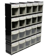Motamec Modular Tilt Bin Parts Storage Wall Compartment 4 LARGE Units / 20 Bins 