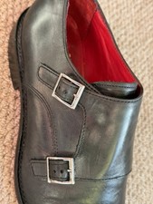 Men's Double-monk Italian Leather Shoes, Bruno Magli, Size 8, Black