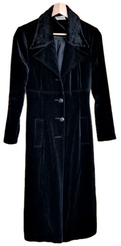 Vintage black velvet maxi coat - maxi,
