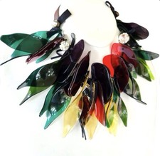 Marni X H&M Multicoloured Acrylic & Leather Necklace New Boxed