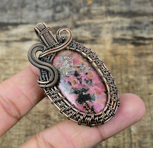 Natural rhodonite copper wire - natural,
