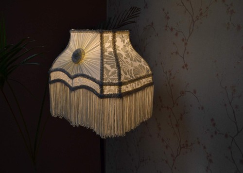 Lampshade ivory hand stitched - lampshade,