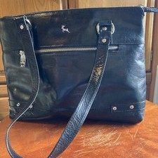 Ashwood Leather Purse Black Purse Tote Silver Metal Zip QVC Bag Handbag