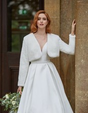 Wed2be Amixi Kinsley faux fur Ivory wedding jacket Small